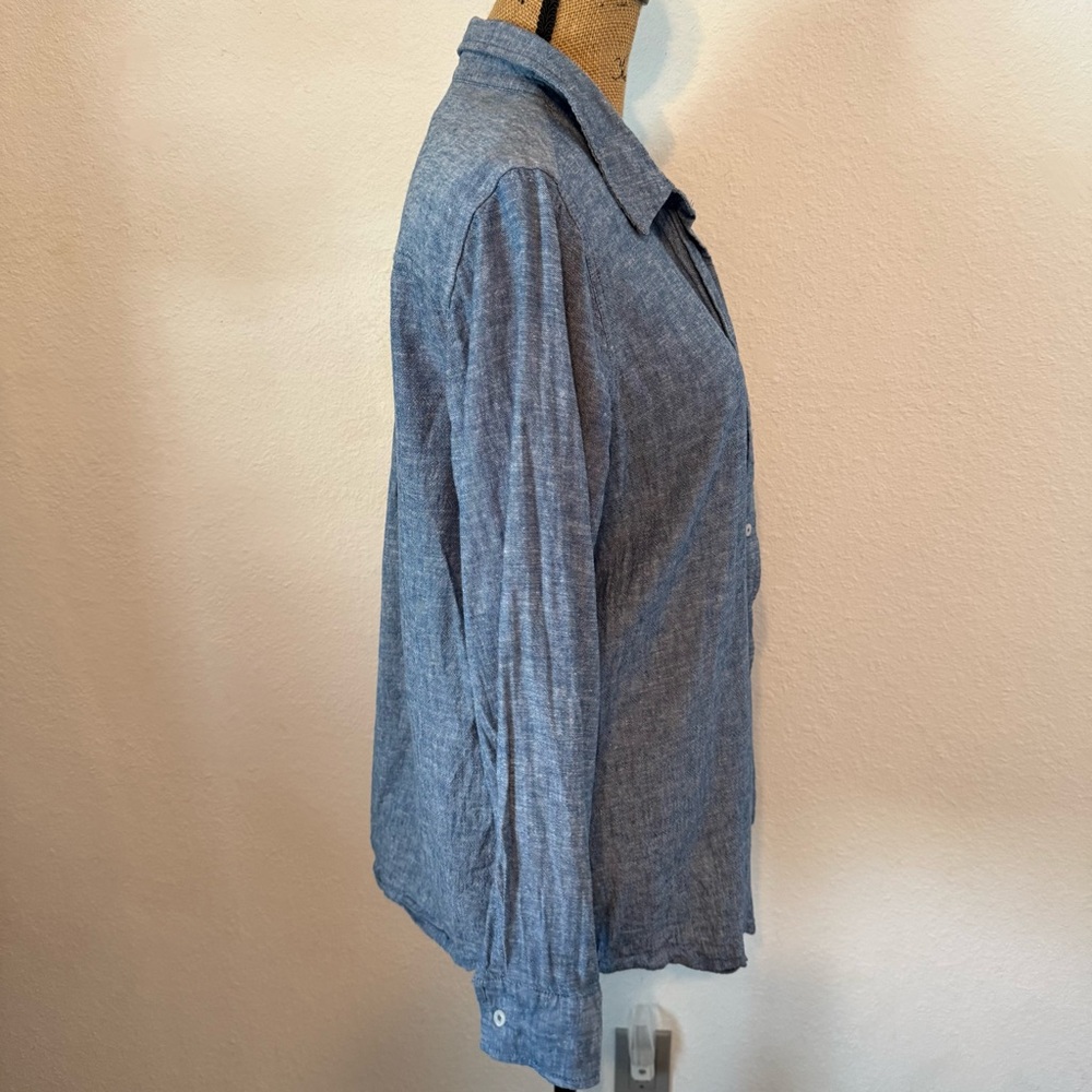 Gap Women's Linen denim chambray Button Down Top large - Picture 7 of 12